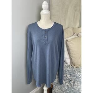 Marine Layer Men’s Blue Long Sleeve Henley Shirt Size Large Supima Modal